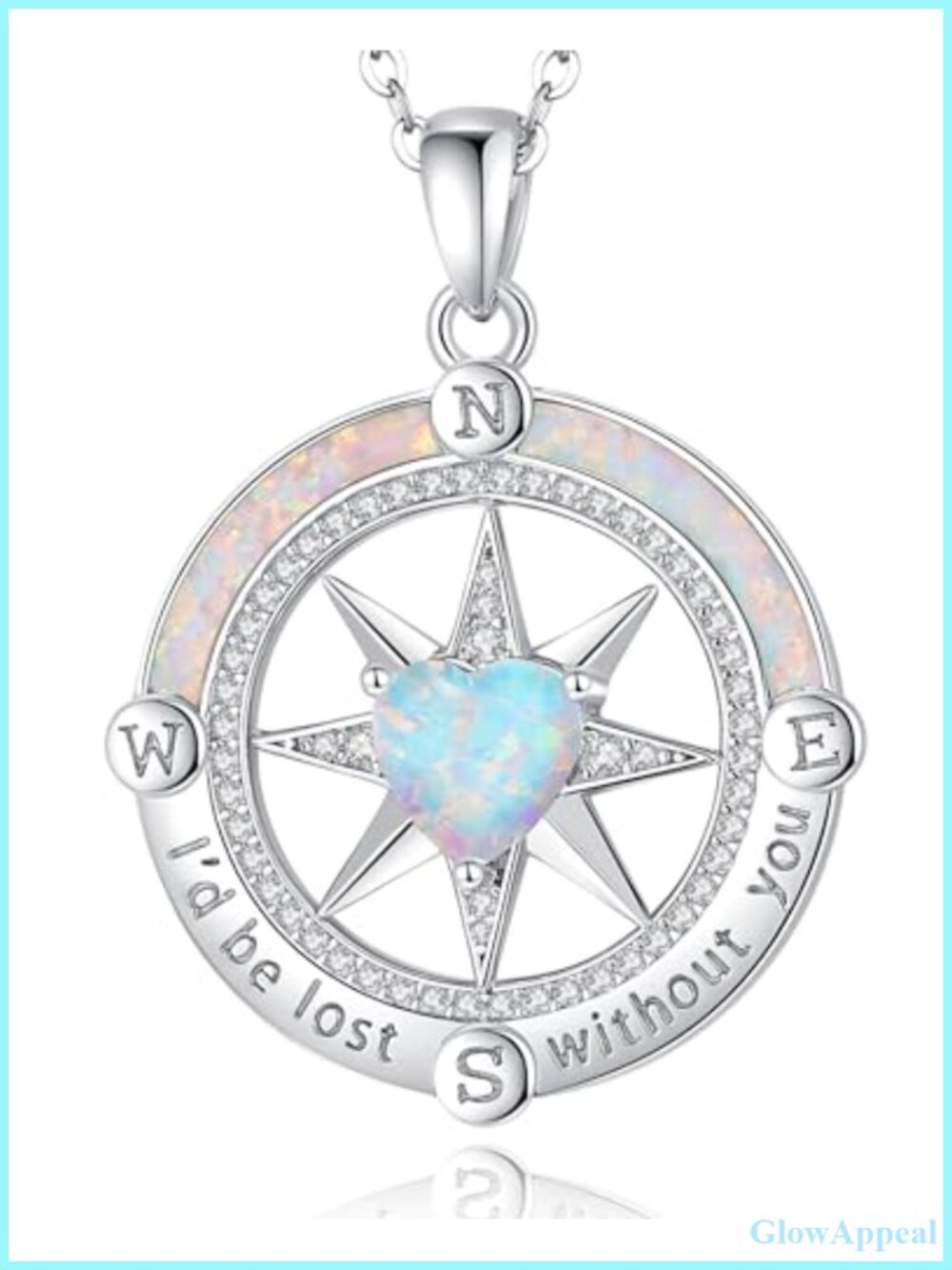 925 Sterling Silver Compass Birthstone Pendant Necklace Women Jewelry